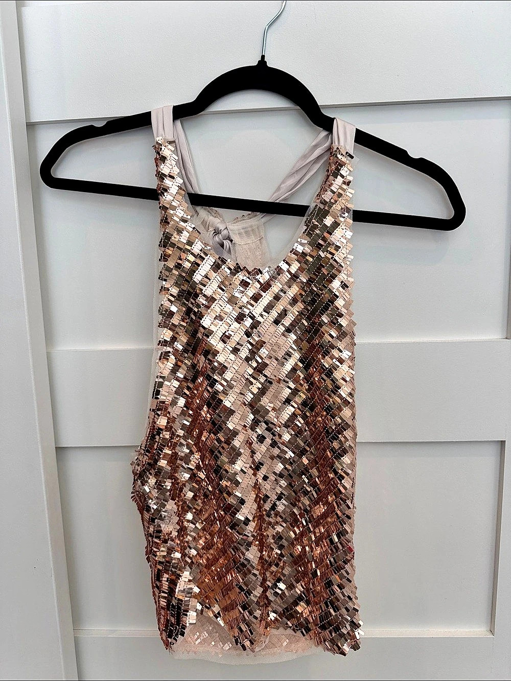 Free People All Nighter Halter Top Sequin Pink & Silver